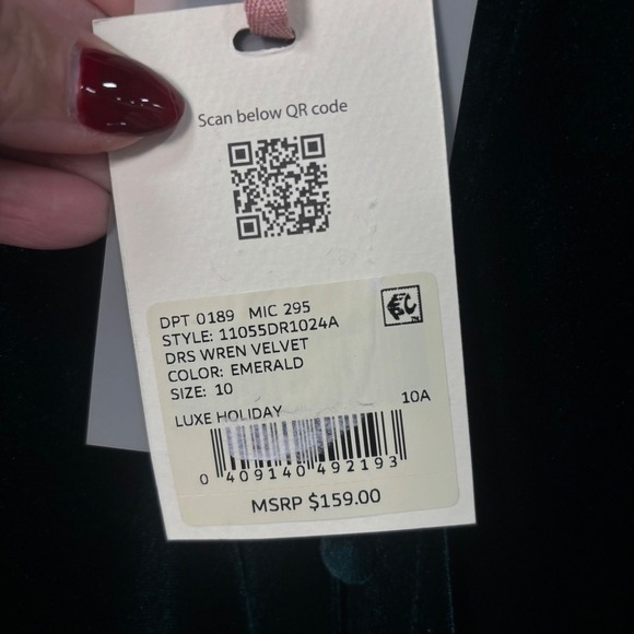 Alex Marie NEW Emerald Green Velvet Button Front Tiered Midi Dress Size 10 - Picture 8 of 9